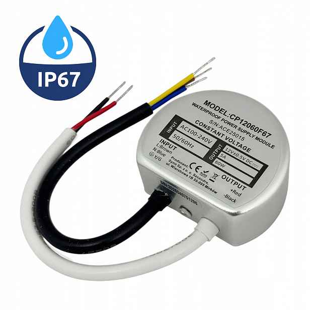 Modul napájecího zdroje 12V 60W 5,00A IP67