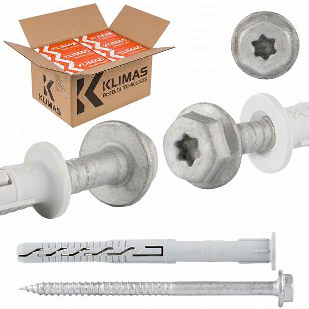 Rámové rozpěrné hmoždinky 10x80 mm s přírubou 400 ks Podložková hlava Torx