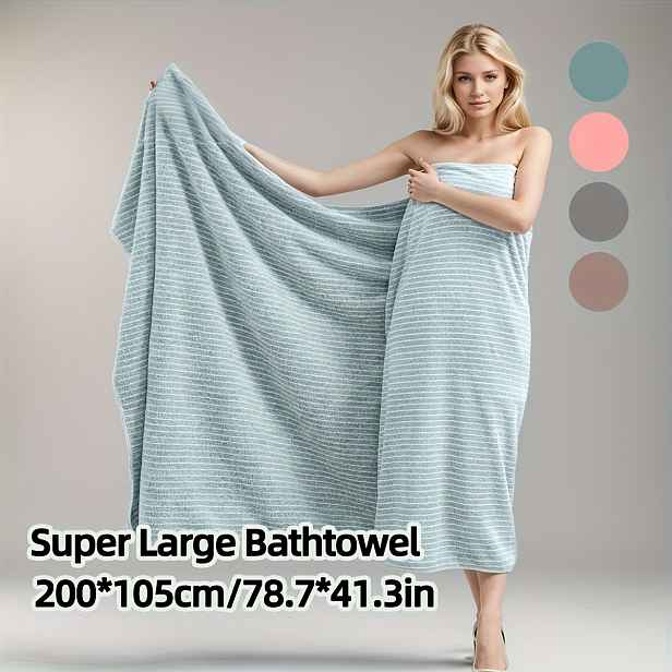 TEMU 1 ks Extra velký luxusní osuška do koupele 200 x 105 cm, moderní pruhovaný design, super savá a měkká, rychleschnoucí, univerzální použití pro