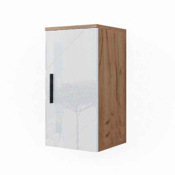 Vicco SKŘÍŇKA DO KOUPELNY Irma Bílý vysoký lesk/zlatý dub power 30 x 59 cm s policí