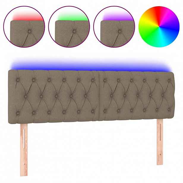 vidaXL Čelo postele s LED taupe 144 x 7 x 78/88 cm textil