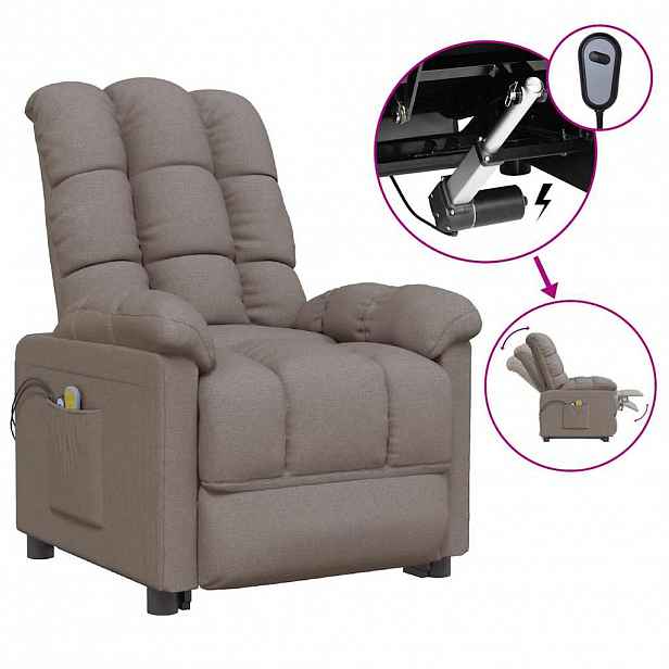 vidaXL Elektrické masážní křeslo taupe textil