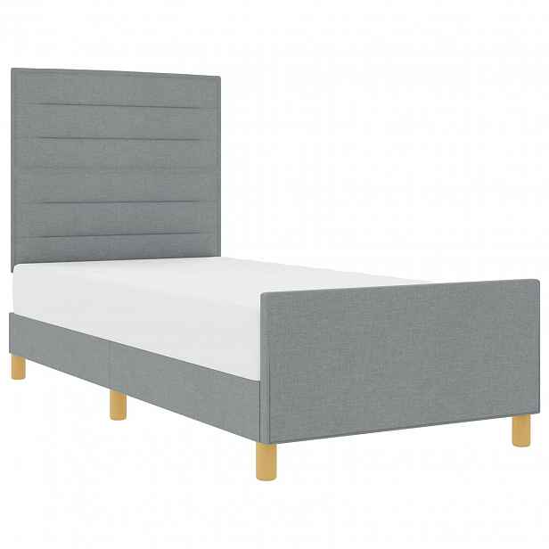 vidaXL Rám postele s čelo Světle šedá 100 x 200 cm textil