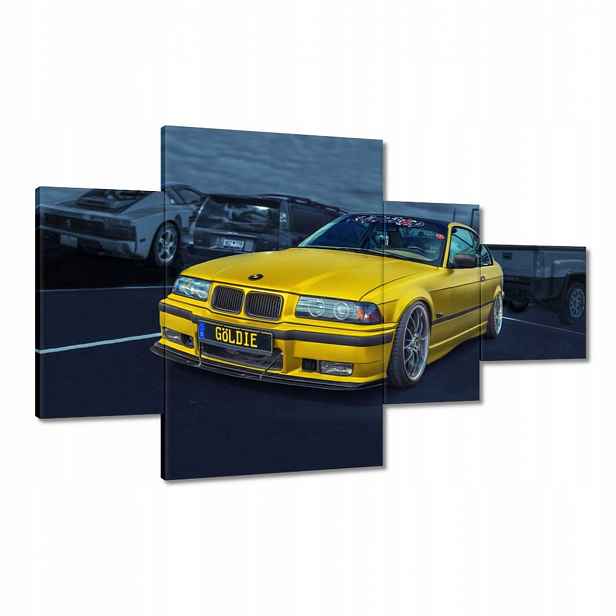 Obrazy 130x80 Zlatý automobil Bmw Auto
