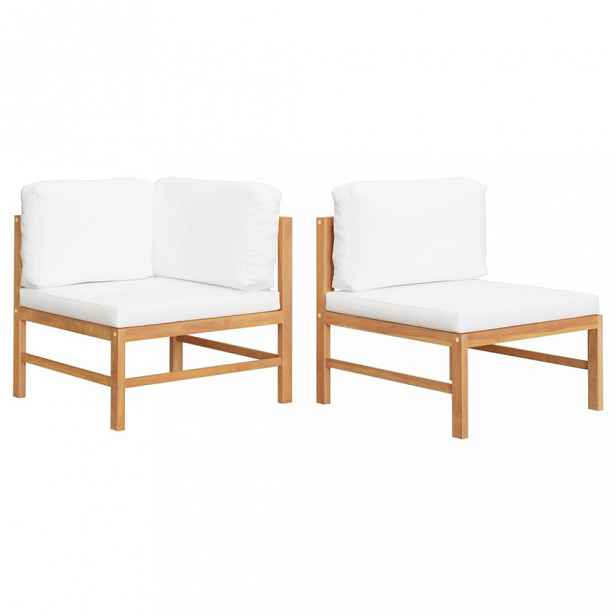 Zahradní sedací souprava 2ks teak / látka Krémová