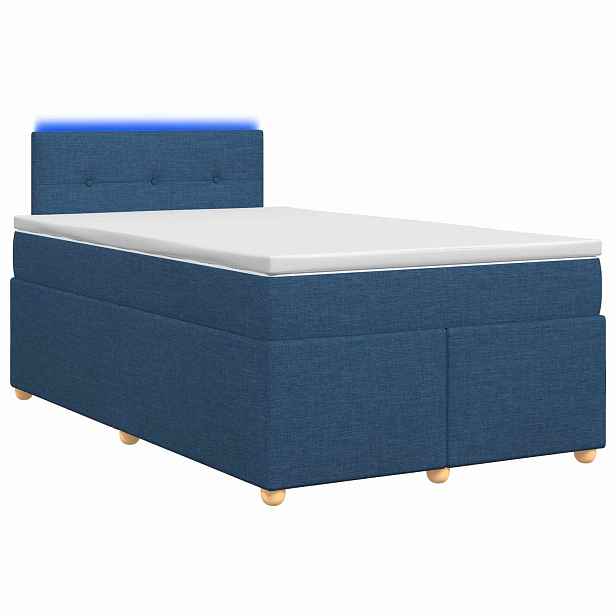 vidaXL Postel boxspring s matrací s čelo Modrá 120 x 190 cm Textil