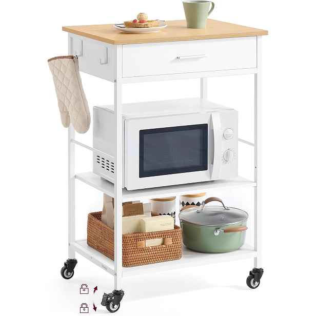 SONGMICS Kuchyňský pojízdný regál Vasagle Moni 60 cm bílý/hnědý
