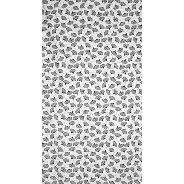 Závěs 140x250 bílý, černý, listy ginkga