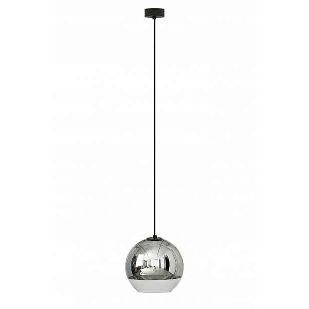 Závěsné svítidlo Globe Plus Černé Stříbrné Skleněné Stínidlo 1xE27 20 cm Stropní