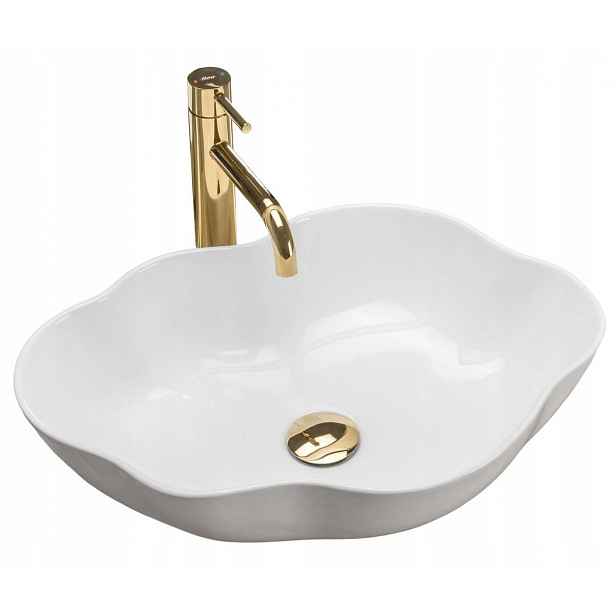 Keramická umyvadlová deska Rea Pearl White, bílá