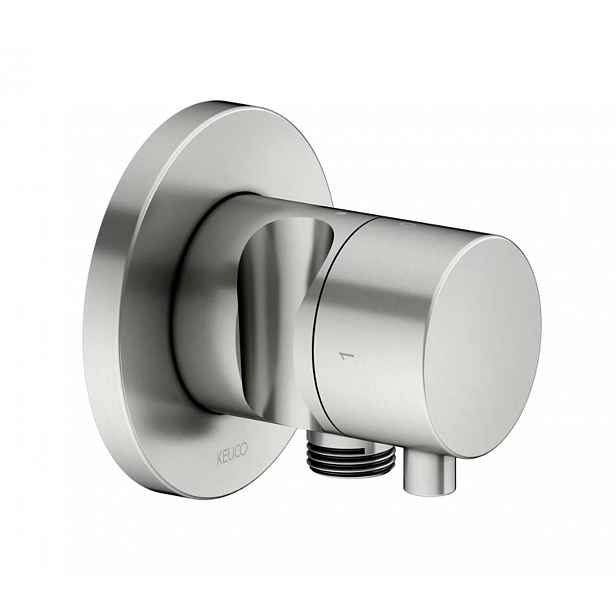 Keuco IXMO Comfort - Uzavírací a přepínací ventil pod omítku, pro 2 spotřebiče, s připojením a držákem sprchy, nerez 59557061201