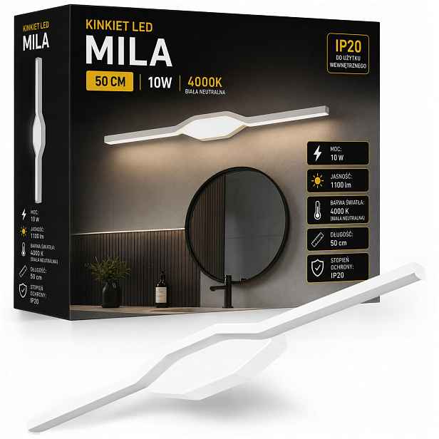 Led koupelnové nástěnné svítidlo Lampa nad Zrcadlo 50 cm hliník 1340 lm