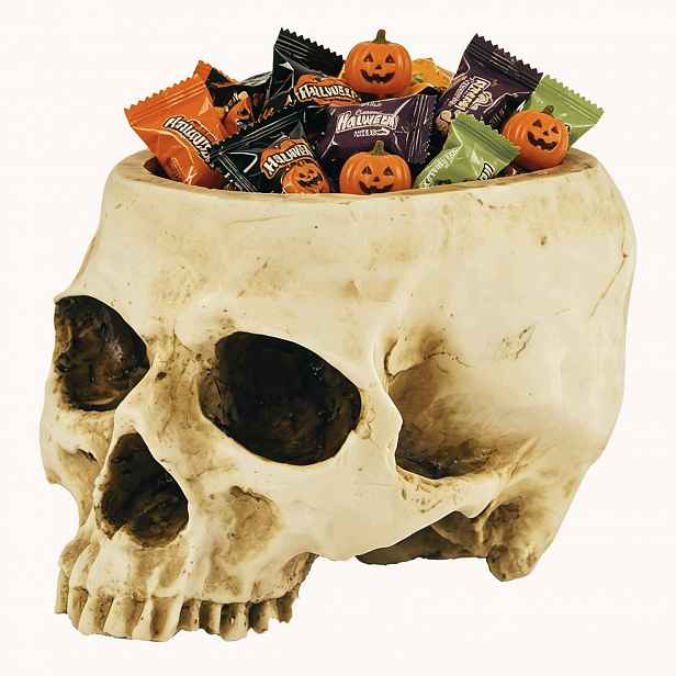 Miska Na Sladkosti Halloween Lebka Gotická Květináč Z Pryskyřice 16,5 CM