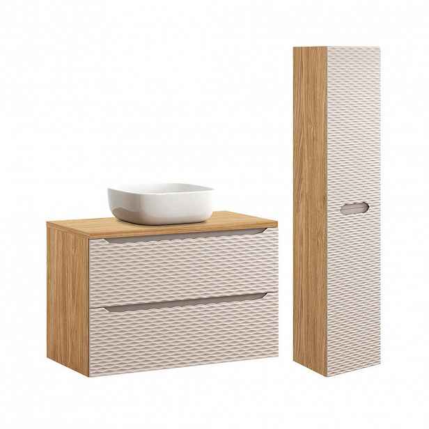 Petits-meubles KOUPELNOVÝ NÁBYTEK 90cm Elora 2er-Set Béžová a dřevo
