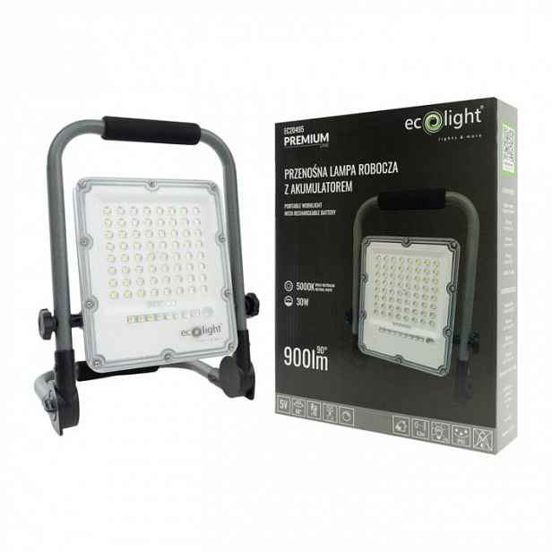 Přenosný Pracovní Halogenový Zářič Led Lampa S Akumulátorem 30 W 5000 K