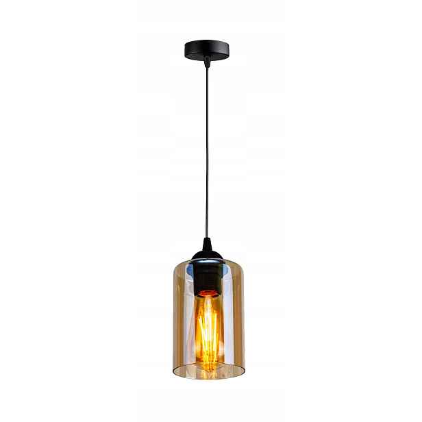 Závěsné svítidlo černé sklo jantarové stínidlo moderní nad stůl Candellux