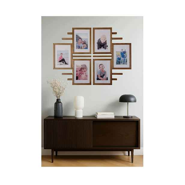 Dřevěný multirám na 6 fotografií A4 21 x 29,7 cm, šířka 97 cm, výška 71 cm Rámeček