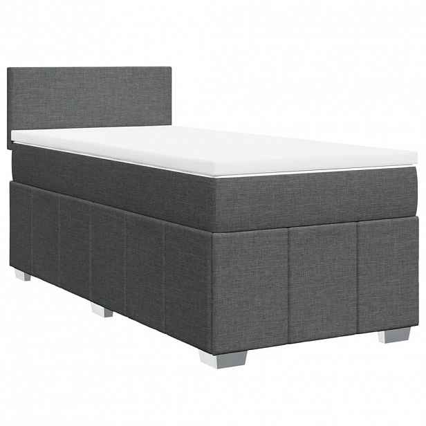 vidaXL Box spring postel s matrací tmavě šedá 90x190 cm textil