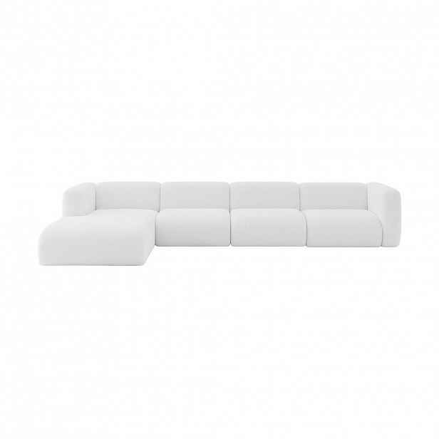 ALTDECOR ROHOVÁ SEDAČKA S LEVOU OTOMANOU MIRA-L3 409x179x70 Bílá Bouclé