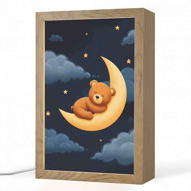 OnlyWow NOČNÍ LAMPIČKA Medvídek - Měsíc - Mraky - Hvězdy 20x30 cm