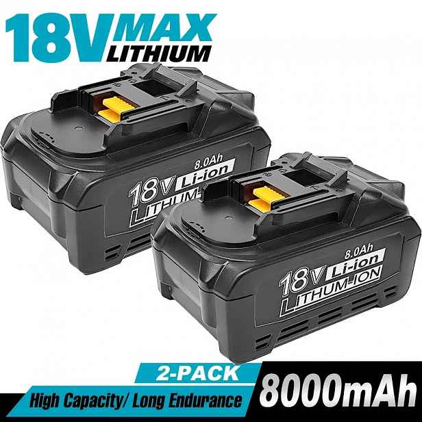 TEMU 2 X 18V 8.0Ah/ Náhradní baterie pro Makita kompatibilní BL1860B BL1850B BL1840 BL1830 BL1815 BL1845 BL1890 BL1415 BL1430 BL1440 BL1835 194205 -3