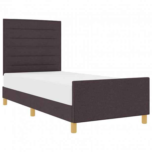 vidaXL Rám postele s čelo Tmavě hnědá 100 x 200 cm textil