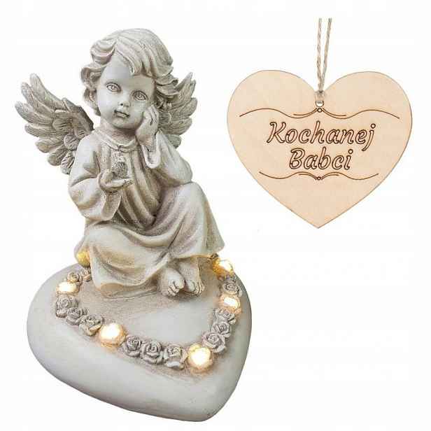 Hřbitovní Svíčka Pro Babičku Anděl strážný Sedící Na Srdci Do Zahrady Na Hrob 18 CM