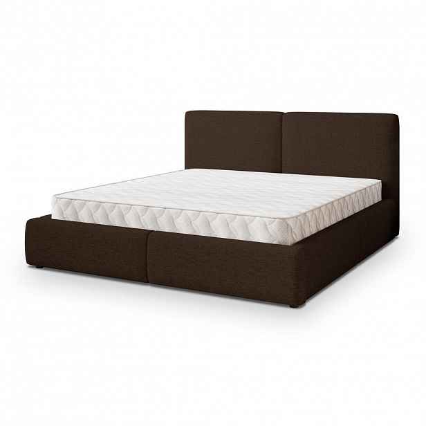 MASSENO ČALOUNĚNÁ Postel FELURO 200x200 cm Hnědá