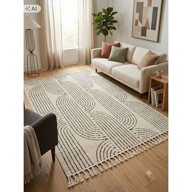 Koberec do obývacího pokoje 160 x 230 cm, vícebarevný, měkký vlas, plyšový