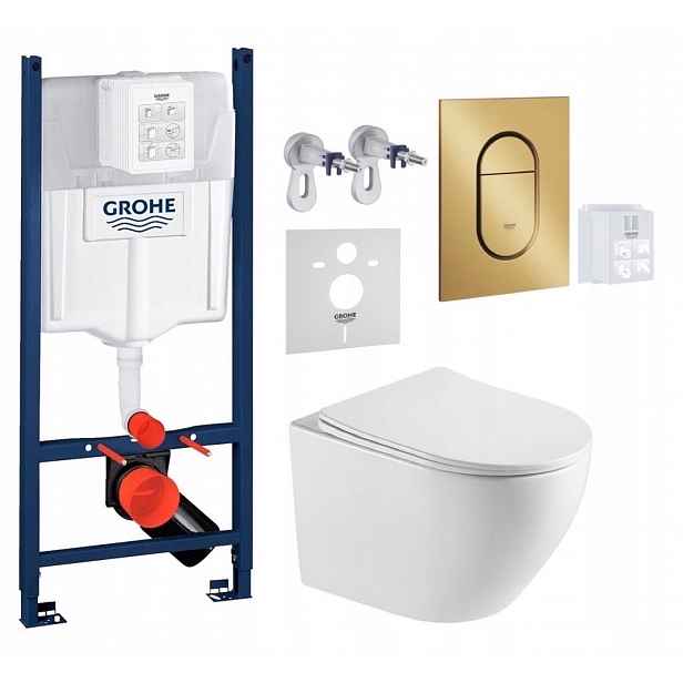 Grohe Rapid Sl s Wc mísou Imprese Blatna a tlačítkem zlatá kartáčovaná barva