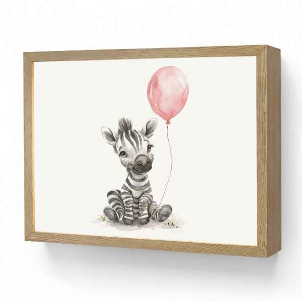 OnlyWow DOBÍJECÍ NOČNÍ LAMPIČKA Zebra - Dítě - Zvířata - Růžový balónek 40x30 cm