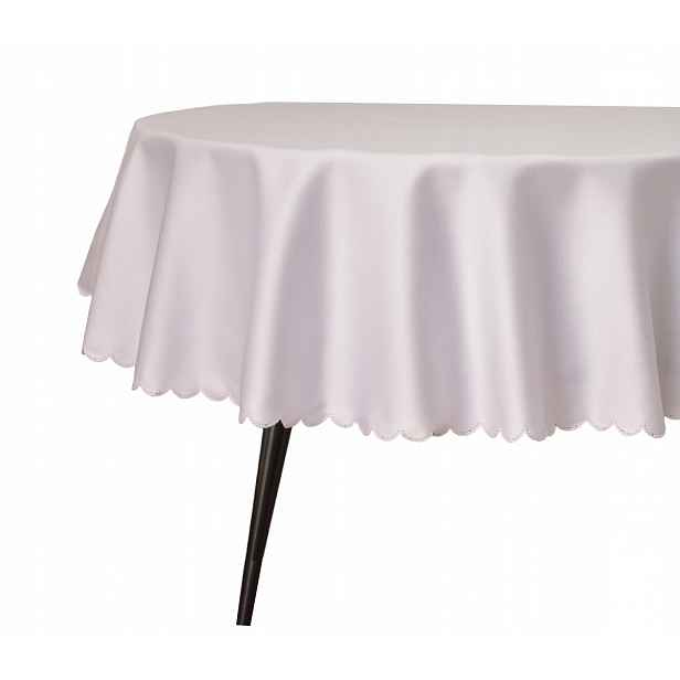 Ubrus Odolný Proti Skvrnám Ovál 160X200 CM Bílý Jemný Záblesk Kruh Svátku Oválný