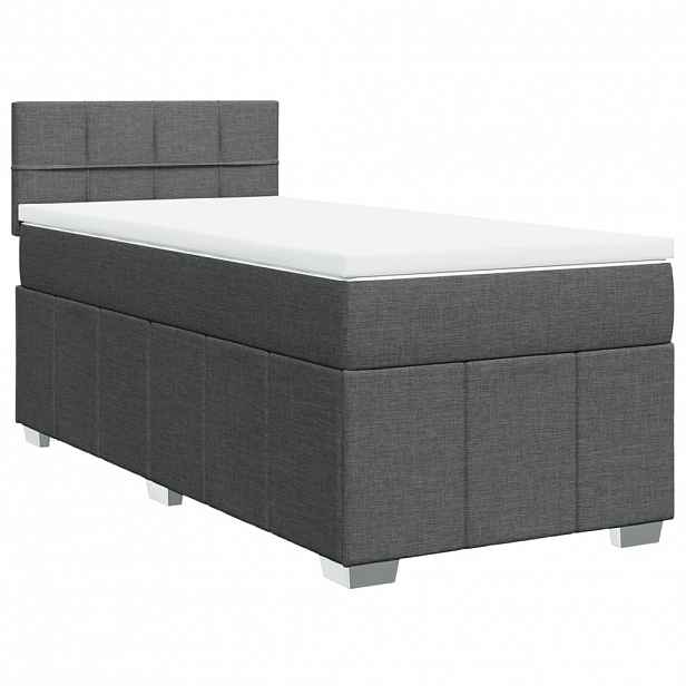 vidaXL Box spring postel s matrací tmavě šedá 90x190 cm textil