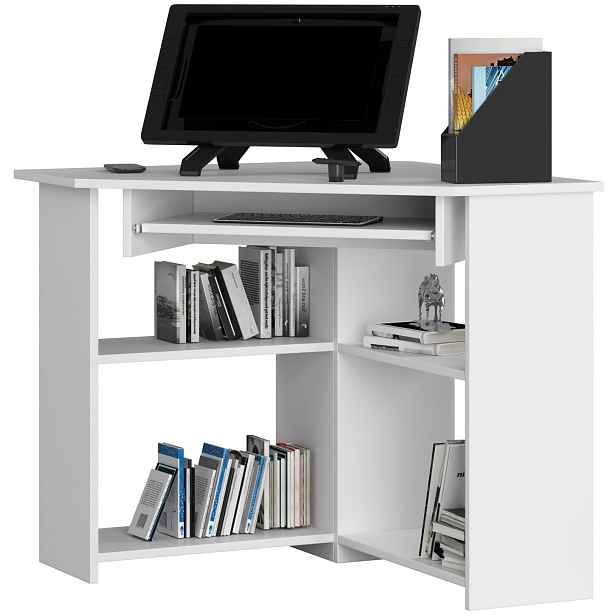 Ak furniture Rohový psací stůl Ted bílý