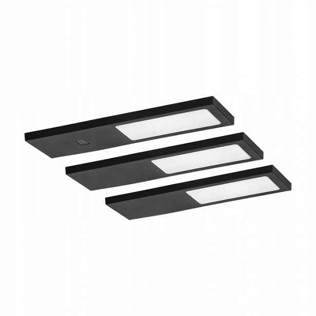 Plana sada 3 Led podskříňkových svítidel, 3x4W, 4000K, černá, bezdotykový vypínač