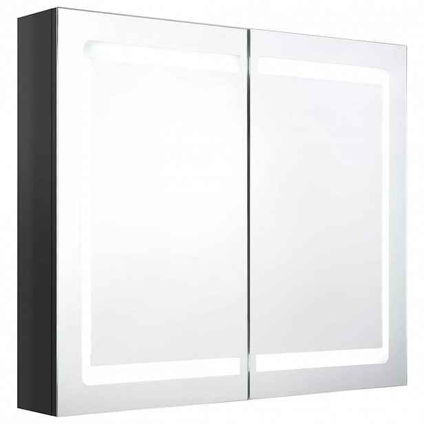 vidaXL LED koupelnová skříňka se zrcadlem zářivě černá 80 x 12 x 68 cm
