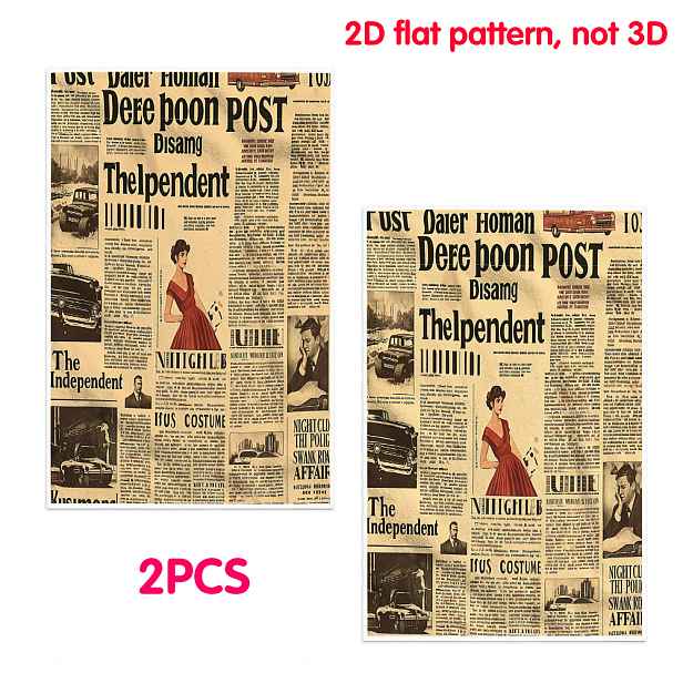 TEMU 2 ks, Vintage ubrousek ve stylu novinového plátna, měkký a s vynikající absorpcí vody. Může být použit jako ručníko čisticí hadřík.