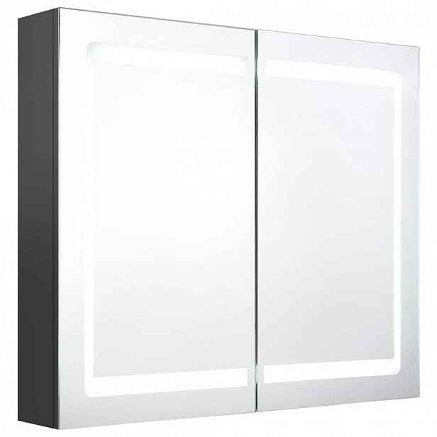 vidaXL LED koupelnová skříňka se zrcadlem šedá 80 x 12 x 68 cm