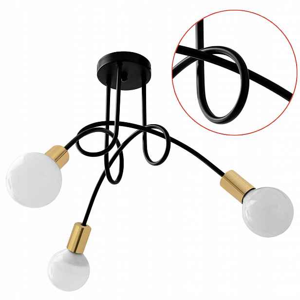 Závěsná lampa Černá Zlatá Paradise 60 cm Elegantní lustr s kovovou smyčkou