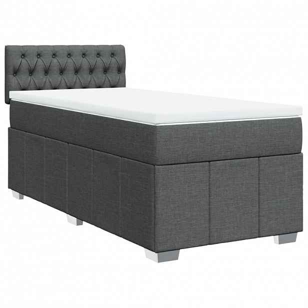 vidaXL Box spring postel s matrací tmavě šedá 90x190 cm textil