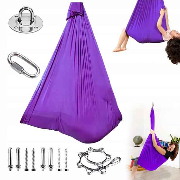 Houpací síť na jógu 280 x 150 cm odolný nylon, pro cvičení a protahování 150 kg