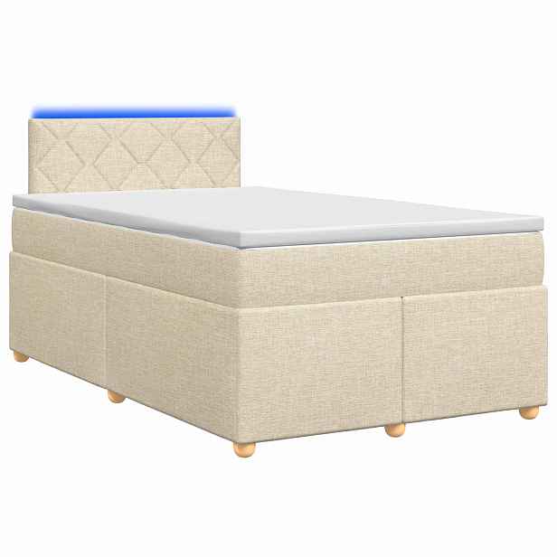vidaXL Postel boxspring s matrací s čelo Krémová 120 x 190 cm Textil