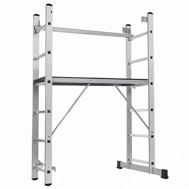 Aluminiové Lešení Žebřík 2x6 3,68 m 150 kg Skládací Set 2v1 Plošina