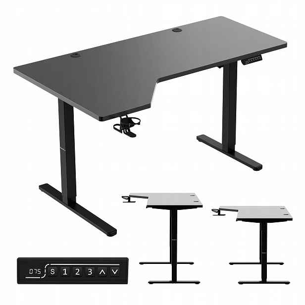 Rohový Herní stůl Huzaro Elektrický počítačový Usb Port