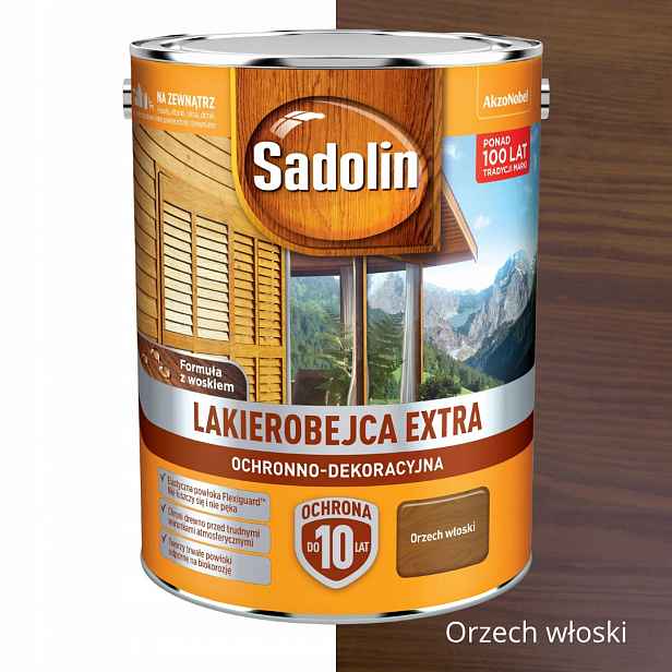 Sadolin Extra Ochranný A Dekorativní Lak Na Dřevo 5 L, Ořech