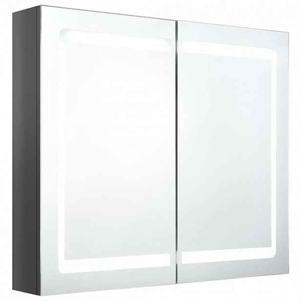 vidaXL LED koupelnová skříňka se zrcadlem zářivě šedá 80 x 12 x 68 cm