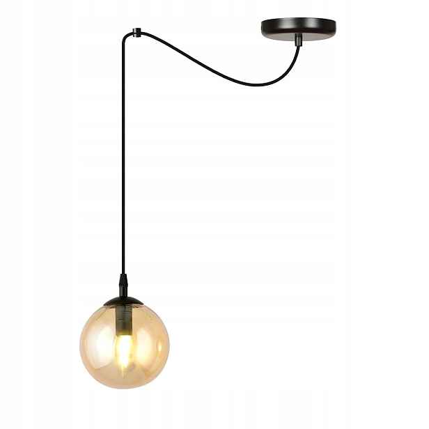 Závěsná lampa Gigi 1 Bl Medový pavouk, stínidlo jantarová černá