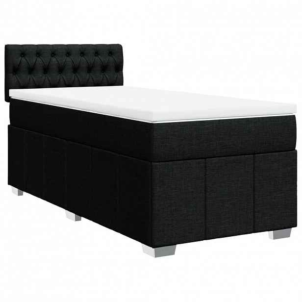 vidaXL Box spring postel s matrací černá 90x190 cm textil