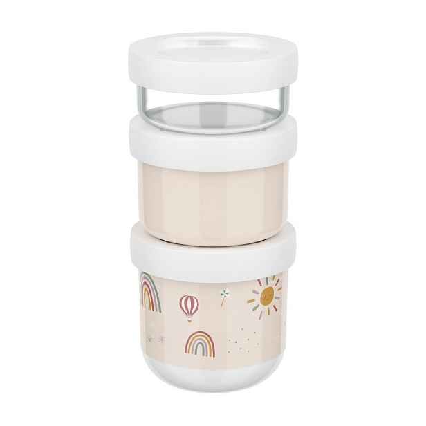 Béžové plastové dětské svačinové boxy v sadě 3 ks Sunshine & Rainbow – Mepal