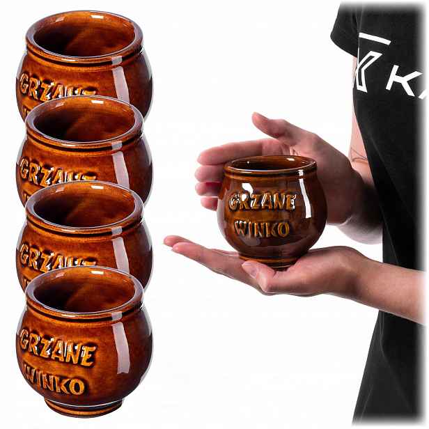 Šálky Na Svařené Víno Topení 300 ml Šálek Kamenina Svařené Víno Set 4ks